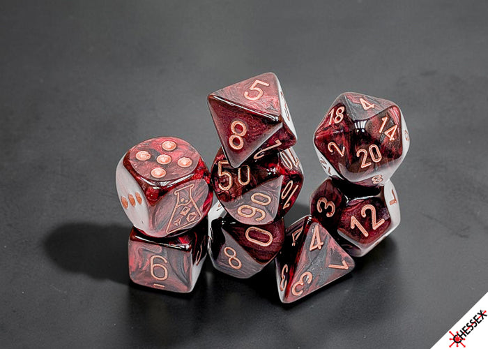 Lustrous Gothic/copper Polyhedral 7-Dice Set (with bonus die)