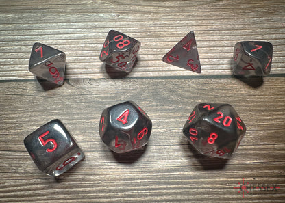 Translucent Smoke/red Polyhedral 7-Dice Set