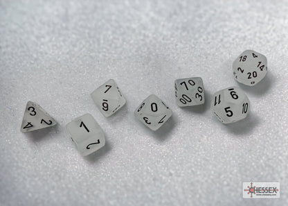 Frosted Clear/black Polyhedral 7-Dice Set