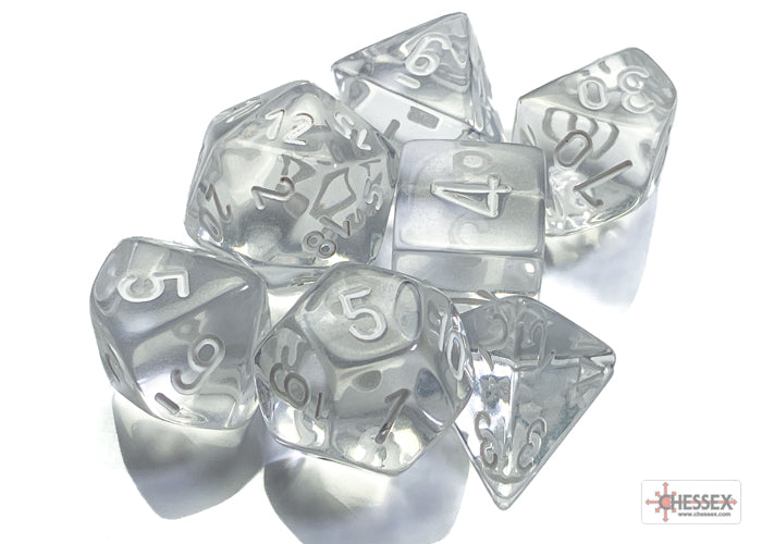 Translucent Clear/white Polyhedral 7-Dice Set