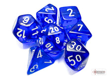 Translucent Blue/white Polyhedral 7-Dice Set