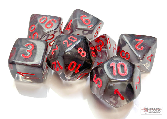 Translucent Smoke/red Polyhedral 7-Dice Set