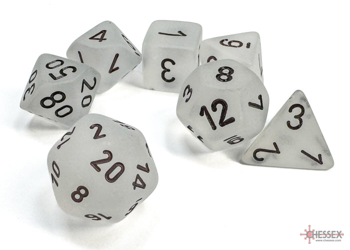 Frosted Clear/black Polyhedral 7-Dice Set