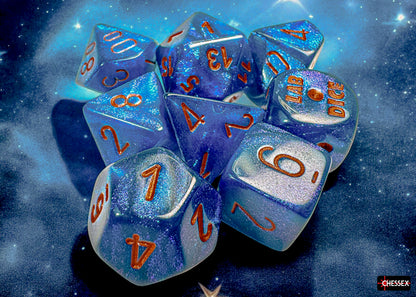 Borealis Midnight/copper Polyhedral 7-Dice Set (with bonus die)