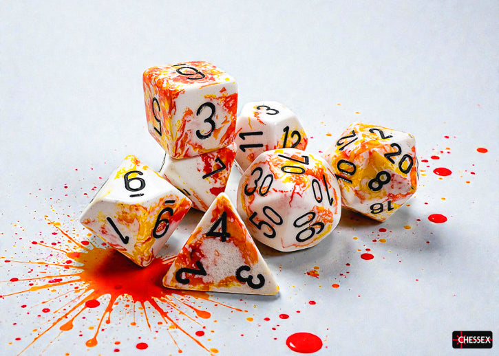 Brush Sunrise/black Polyhedral 7-Dice Set