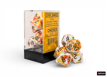 Brush Sunrise/black Polyhedral 7-Dice Set
