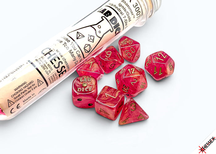 Shimmer Ignis/gold Polyhedral 7-Dice Set (with bonus die)