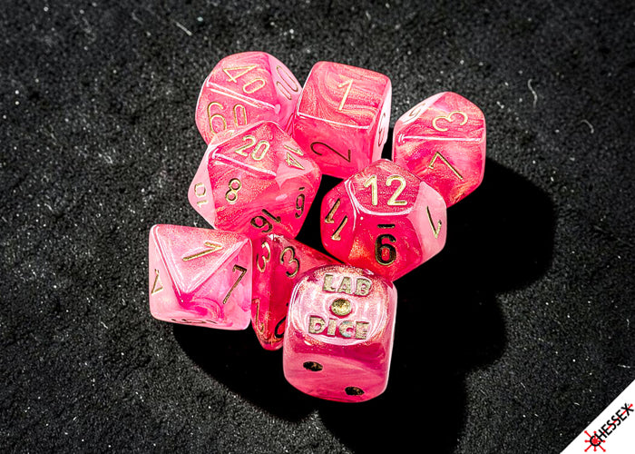 Shimmer Ignis/gold Polyhedral 7-Dice Set (with bonus die)