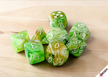 Marble Sour Green/white Polyhedral 7-Dice Set (with bonus die)