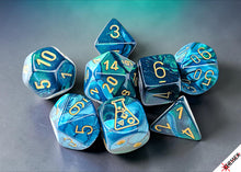Gemini Green-Teal/gold Polyhedral 7-Dice Set (with bonus die)