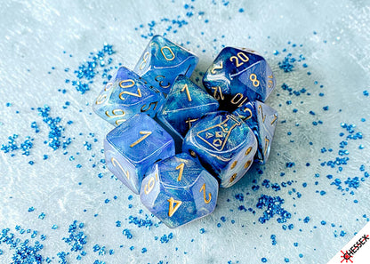 Shimmer Aqueous/gold Polyhedral 7-Dice Set (with bonus die)
