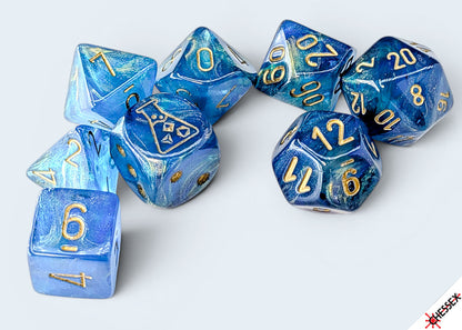 Shimmer Aqueous/gold Polyhedral 7-Dice Set (with bonus die)