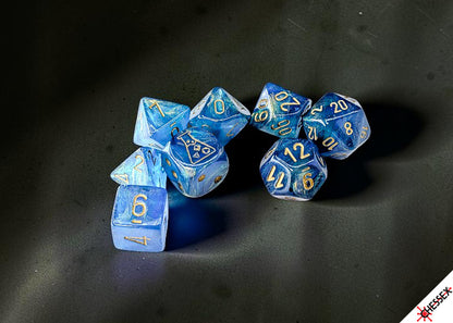 Shimmer Aqueous/gold Polyhedral 7-Dice Set (with bonus die)