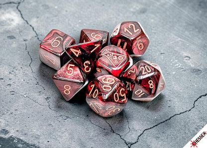 Lustrous Gothic/copper Polyhedral 7-Dice Set (with bonus die)