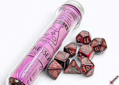 Lustrous Gothic/copper Polyhedral 7-Dice Set (with bonus die)