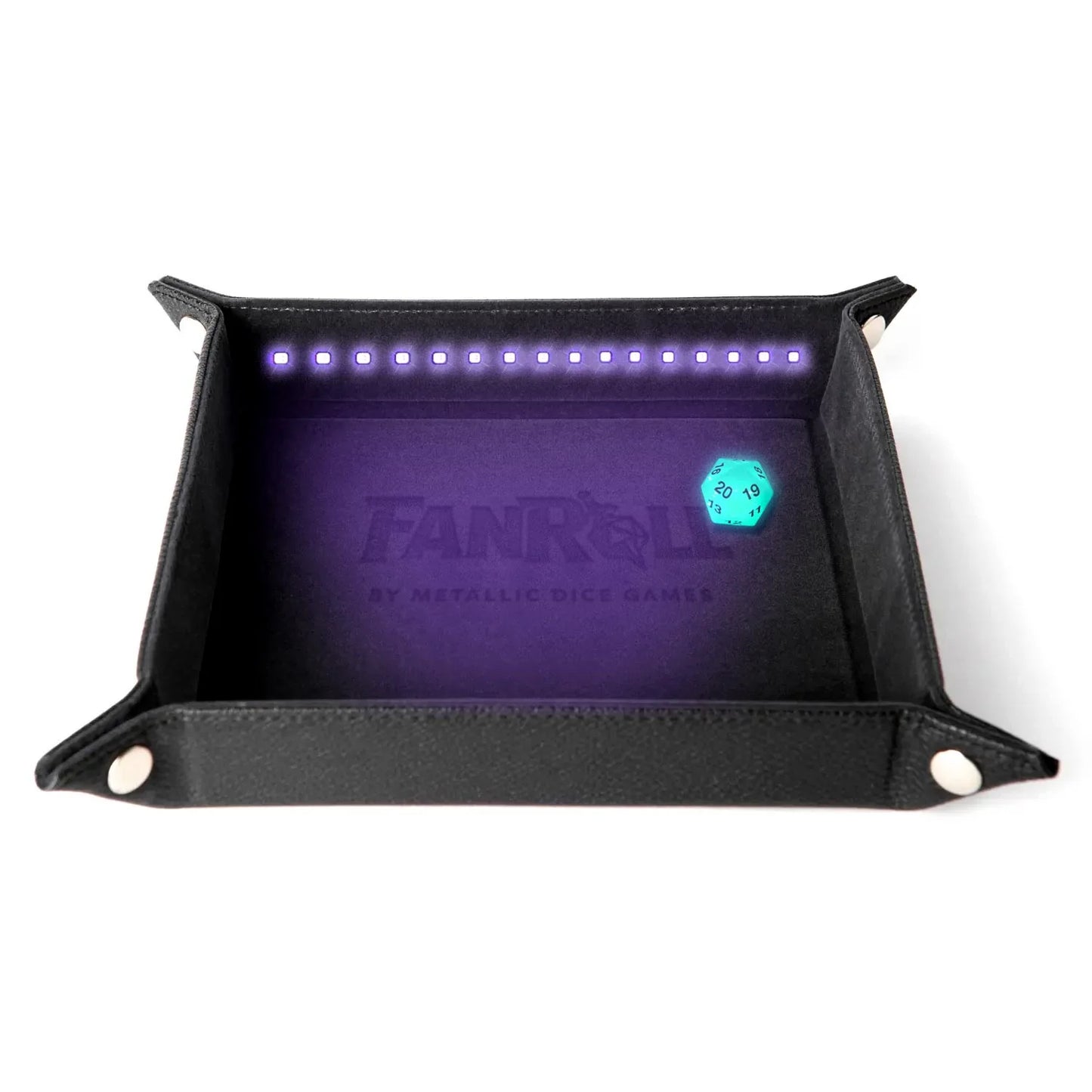 Fanroll Blacklight Dice Tray with d20: Black