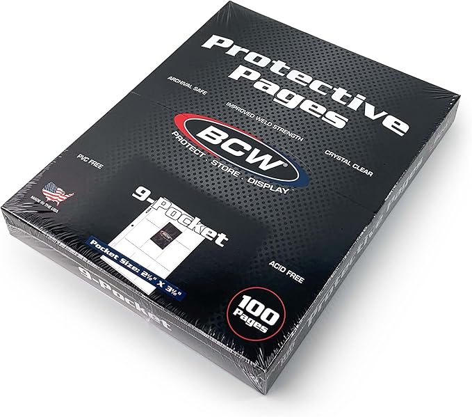 BCW 9 Pocket Protective Pages (100 Pages)