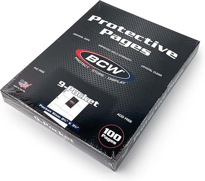 BCW 9 Pocket Protective Pages (100 Pages)