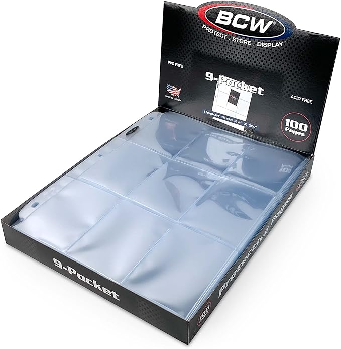 BCW 9 Pocket Protective Pages (100 Pages)