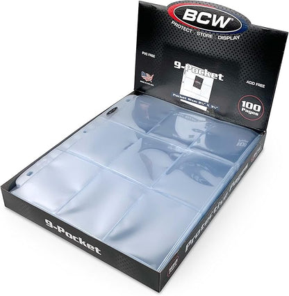 BCW 9 Pocket Protective Pages (100 Pages)