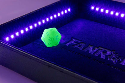 Fanroll Blacklight Dice Tray with d20: Black