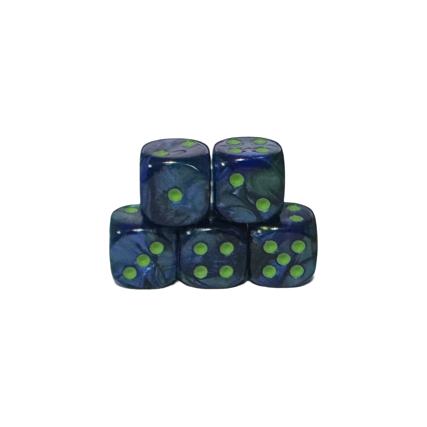 Lustrous 12mm w/pips Dark Blue/green D6