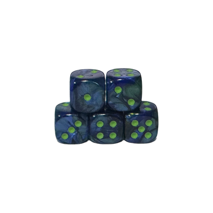 Lustrous 12mm w/pips Dark Blue/green D6