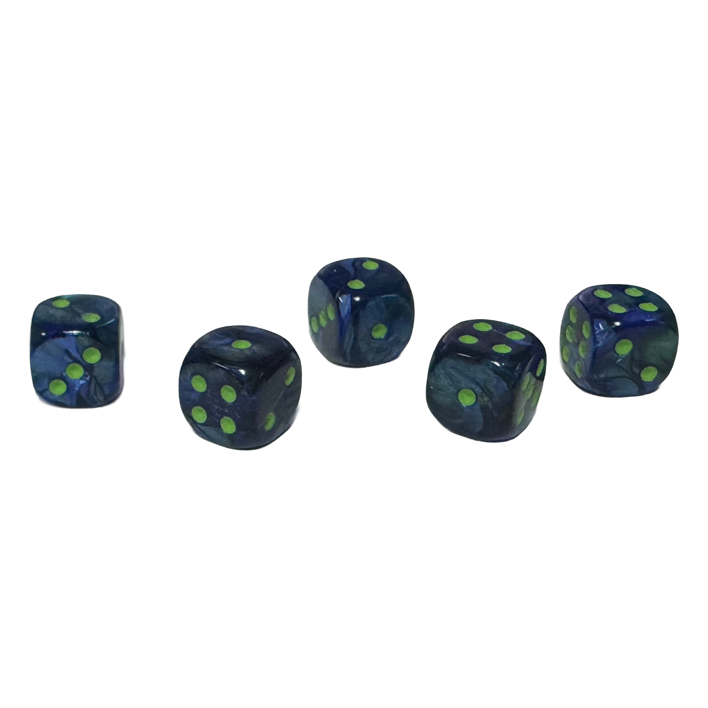 Lustrous 12mm w/pips Dark Blue/green D6