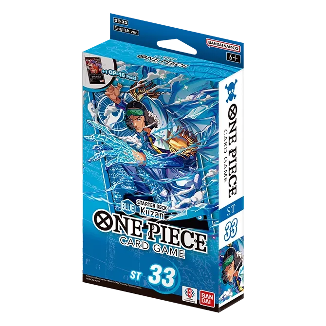 One Piece Card Game Starter Deck ST-33 Blue Kuzan box front, showing Kuzan in blue on the package art