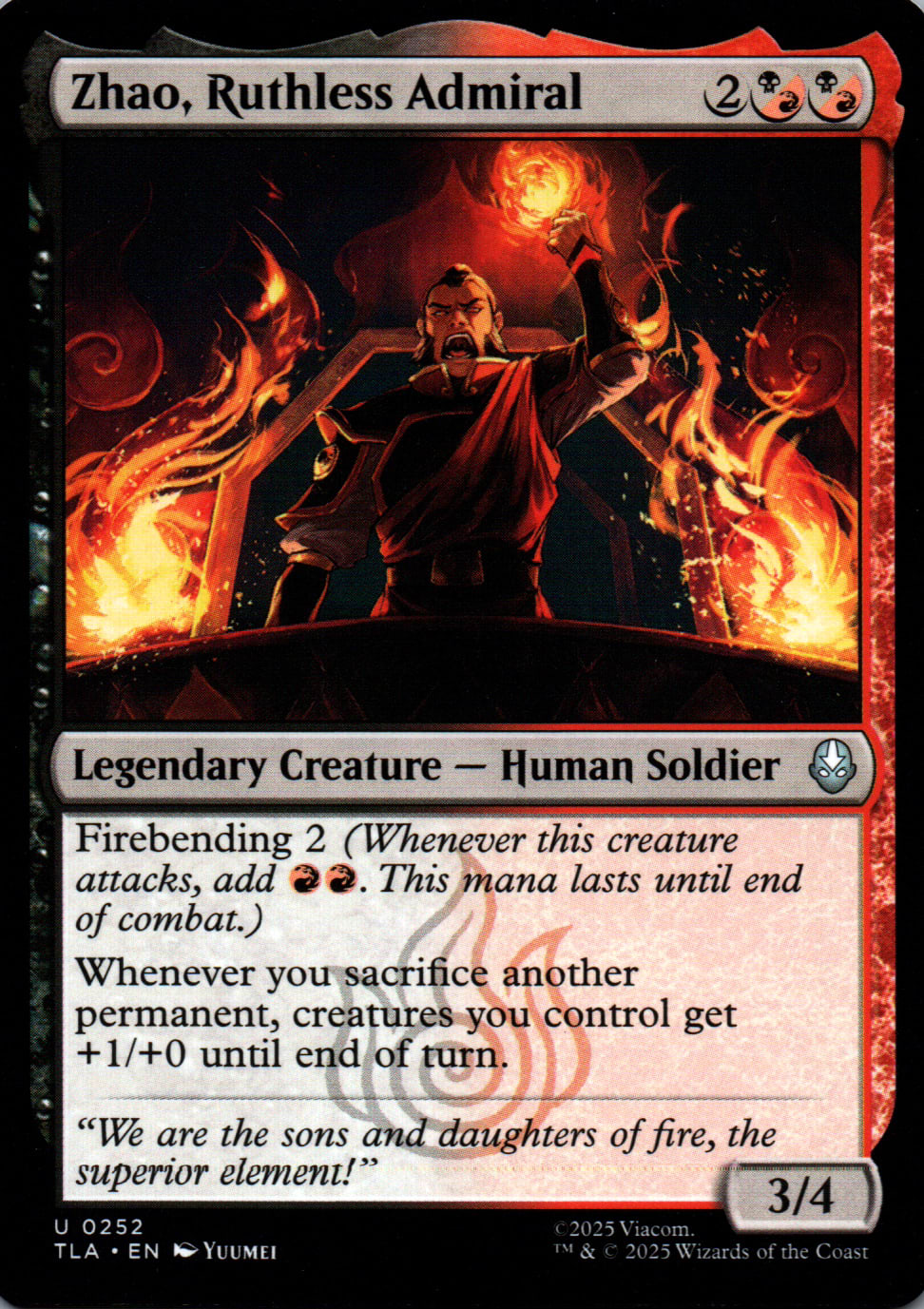 Zhao, Ruthless Admiral - Avatar: The Last Airbender - 252 - Front