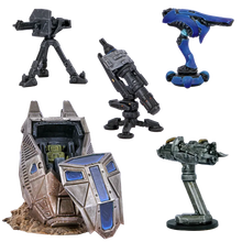 Halo Flashpoint ODST Scenery Set miniatures — ODST Drop Pod with removable door plus Plasma Cannon, Machine Gun, Scrap Cannon and Missile Pod turrets