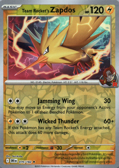 Team Rocket's Zapdos - Destined Rivals - 070 - Front