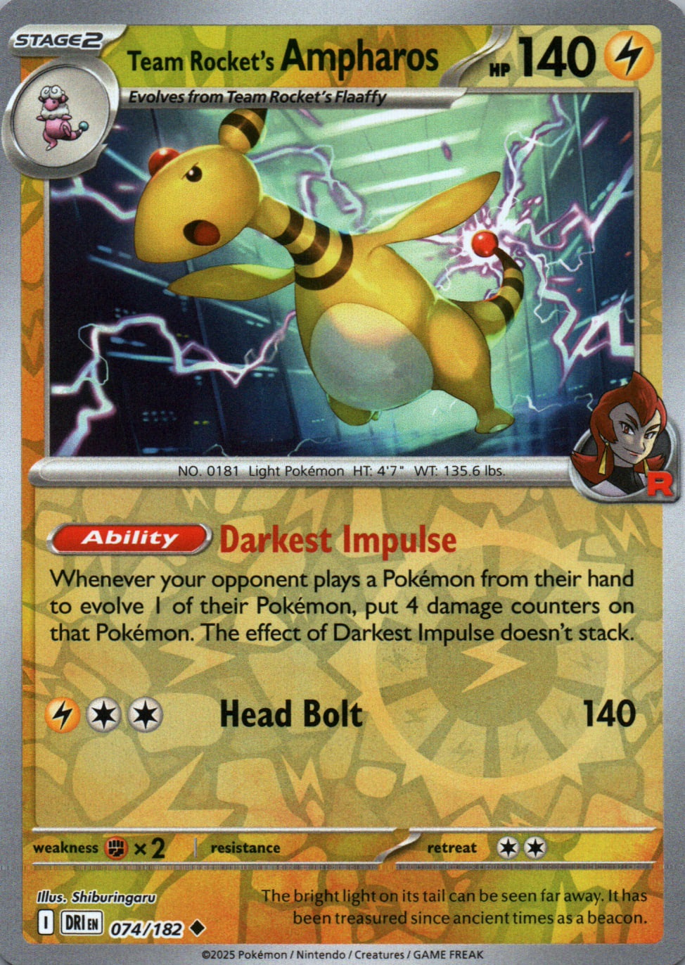 Team Rocket's Ampharos - Destined Rivals - 074 - Front